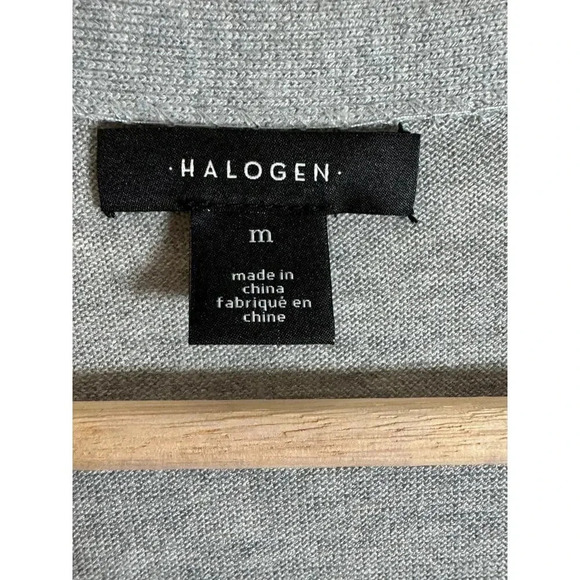 Nordstrom halogen Cashmere Blend Long Open Front Gray Cardigan quiet Luxury M - Picture 4 of 10
